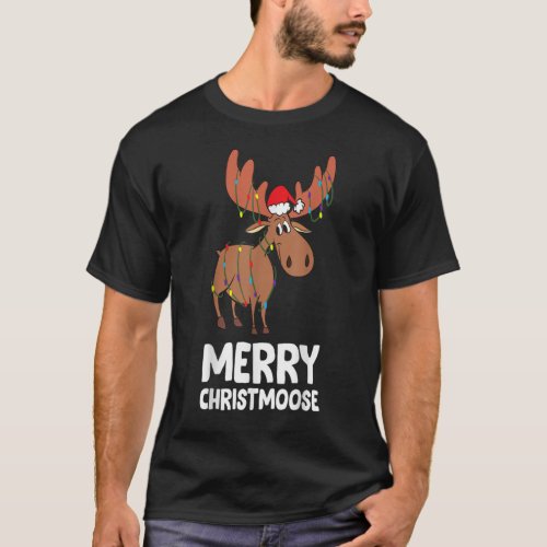 Merry Christmas Xmas Merry Christmoose Santa Hat M T_Shirt