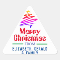 Merry Christmas. Xmas Present Triangle Sticker