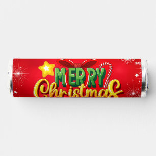 Merry Christmas Xmas Red Green Gold Holiday Love Breath Savers® Mints