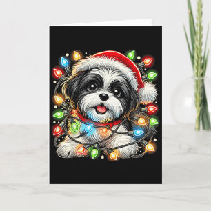 Merry Christmas Xmas Shih Tzu Santa Dog Men Women  Card