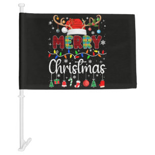 Merry Christmas Xmas Squad Santa Car Flag