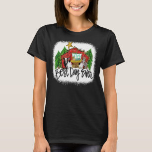 Merry Christmas Xmas Tree Highland Cow Farm Animal T-Shirt
