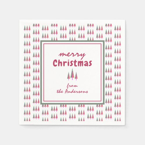 Merry Christmas Xmas Tree Pattern Paper Napkins