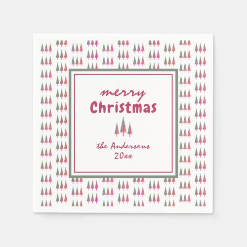 Merry Christmas Xmas Tree Pattern Paper Napkins