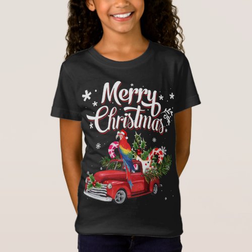 Merry Christmas Xmas Tree Red Truck Parrot Santa H T_Shirt