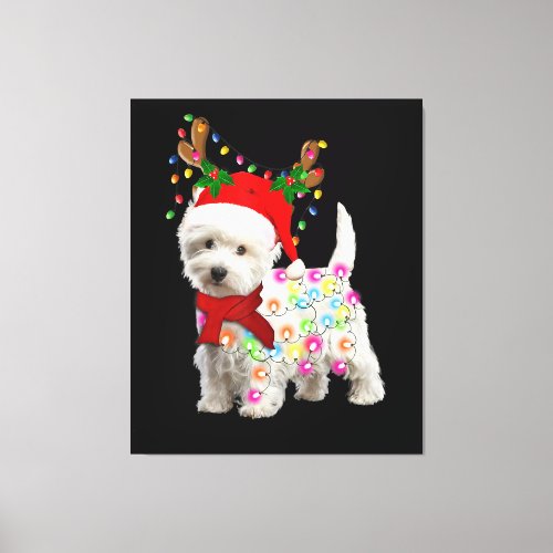 Merry Christmas Xmas Westie Dog Reindeer Cosplay Canvas Print