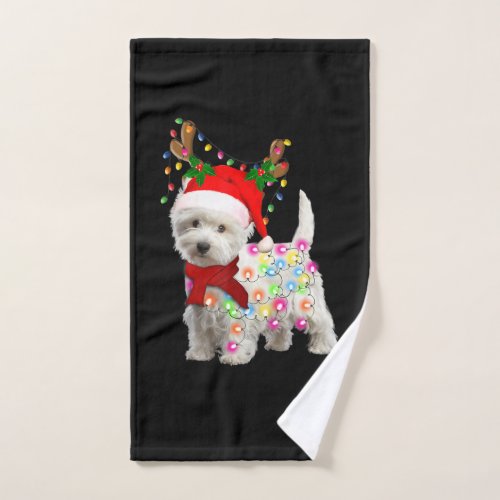 Merry Christmas Xmas Westie Dog Reindeer Cosplay Hand Towel