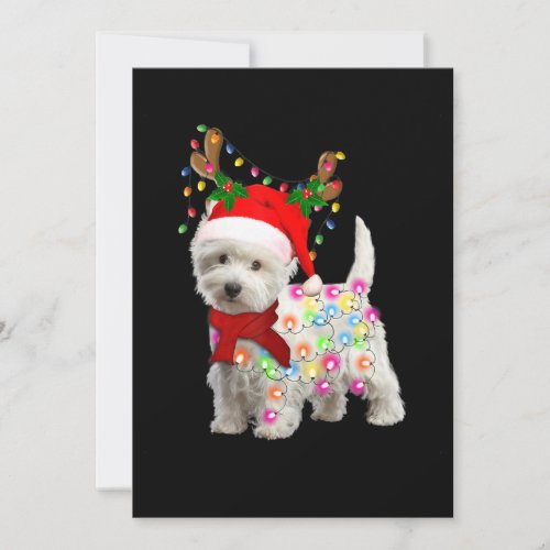 Merry Christmas Xmas Westie Dog Reindeer Cosplay Holiday Card