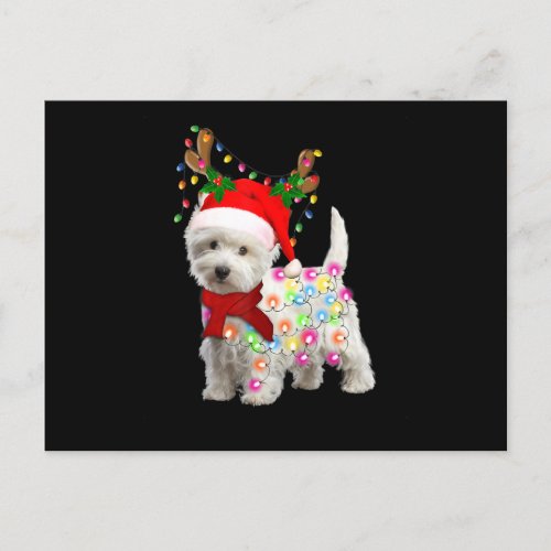 Merry Christmas Xmas Westie Dog Reindeer Cosplay Holiday Postcard