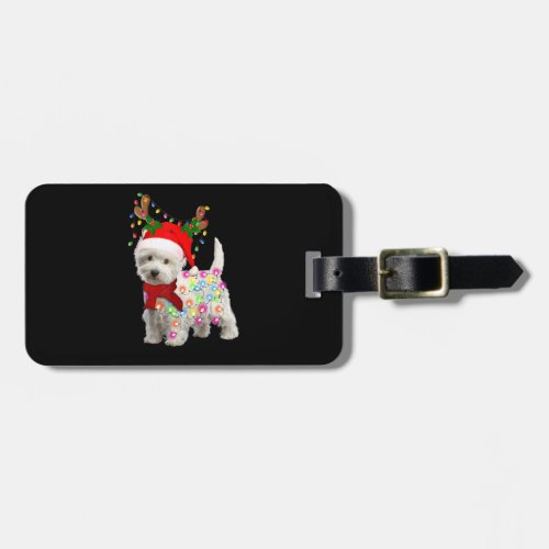 Merry Christmas Xmas Westie Dog Reindeer Cosplay Luggage Tag