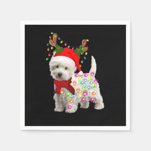 Merry Christmas Xmas Westie Dog Reindeer Cosplay Napkins