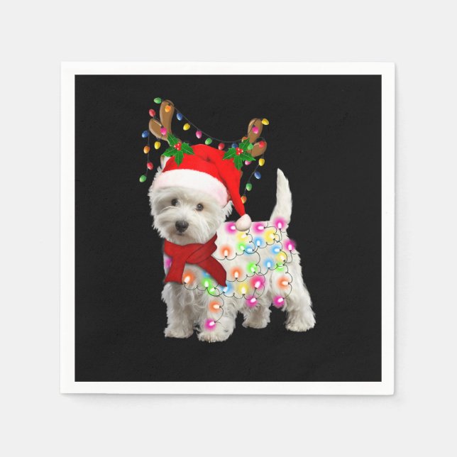 Merry Christmas Xmas Westie Dog Reindeer Cosplay Napkins (Front)