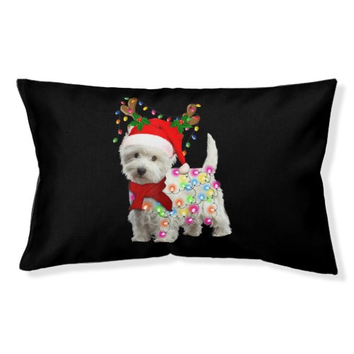 Merry Christmas Xmas Westie Dog Reindeer Cosplay Pet Bed