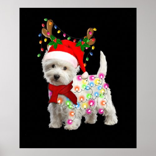 Merry Christmas Xmas Westie Dog Reindeer Cosplay Poster
