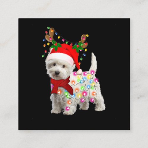 Merry Christmas Xmas Westie Dog Reindeer Cosplay Square Business Card