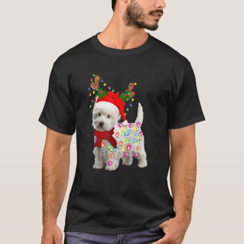 Merry Christmas Xmas Westie Dog Reindeer Cosplay T_Shirt