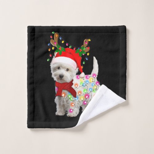 Merry Christmas Xmas Westie Dog Reindeer Cosplay Wash Cloth