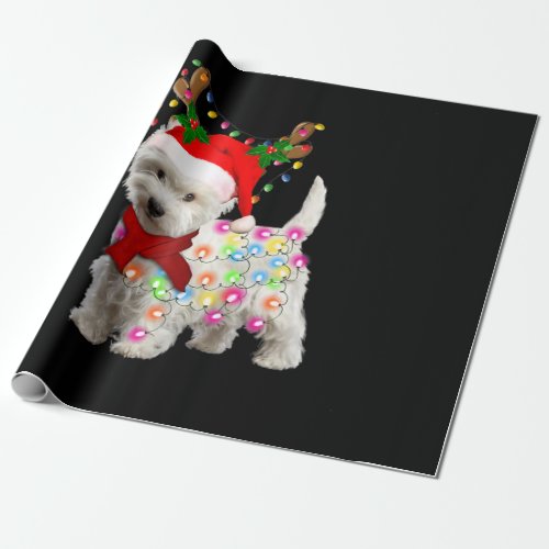 Merry Christmas Xmas Westie Dog Reindeer Cosplay Wrapping Paper