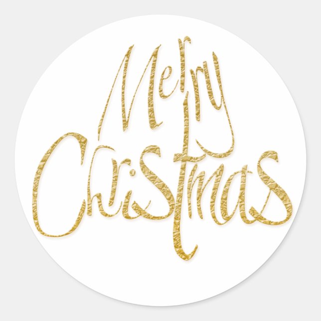 Merry Christmas Xmas white gold Classic Round Sticker (Front)