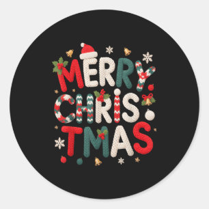 Merry Christmas Xmas Yarn Crochet Knitting Quilter Classic Round Sticker