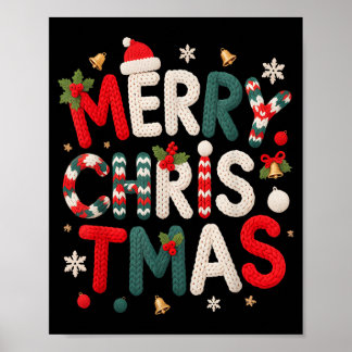 Merry Christmas Xmas Yarn Crochet Knitting Quilter Poster