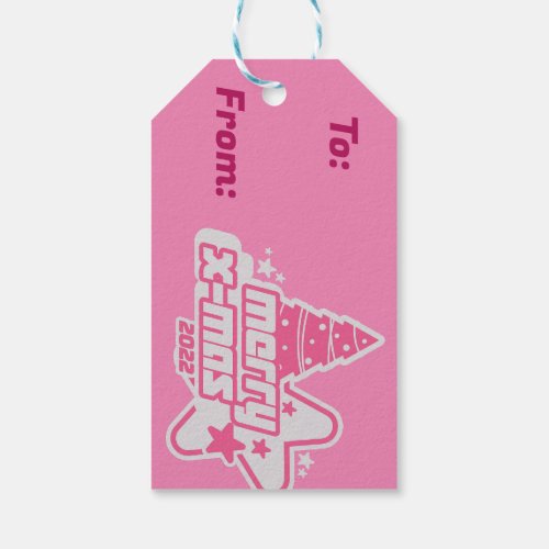 Merry Christmas Y2K 2022 Pink Gift Tags