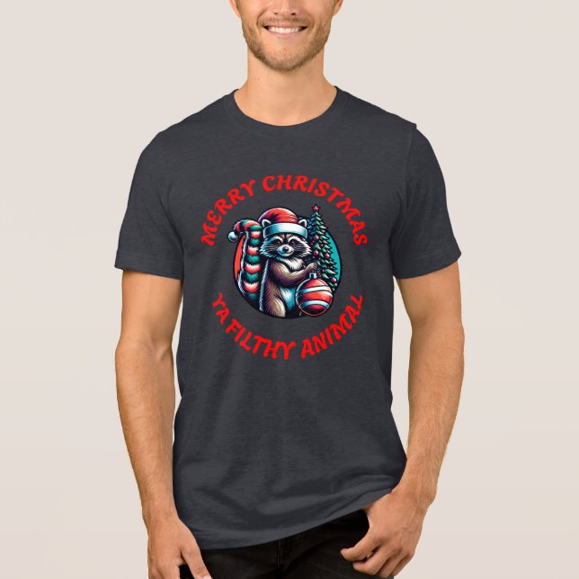 Merry Christmas Ya Filthy Animal Tri-Blend Shirt (Front)