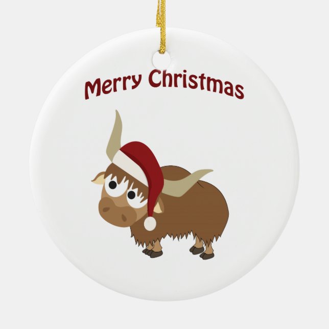 Merry Christmas! Yak Ceramic Ornament (Back)