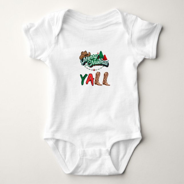 Merry Christmas Yall Baby Bodysuit (Front)