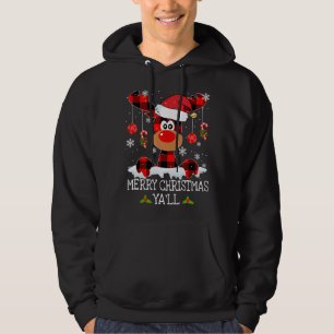 Merry Christmas Ya'll Buffalo Red Plaid Reindeer S Hoodie