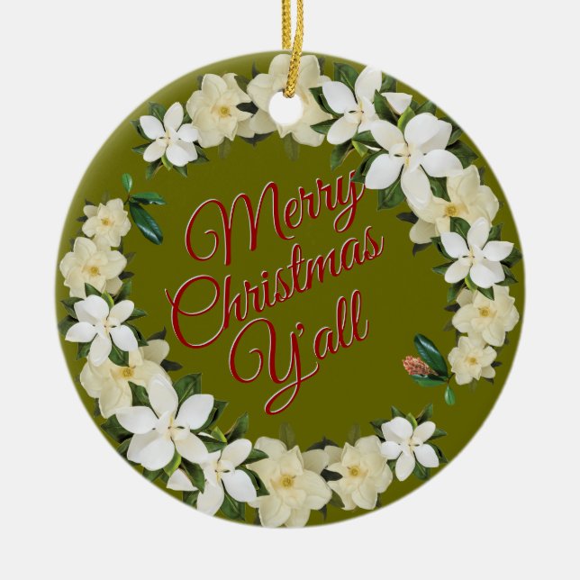 Merry Christmas Y'all Ceramic Ornament (Front)