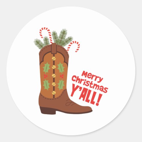 Merry Christmas Yall Classic Round Sticker