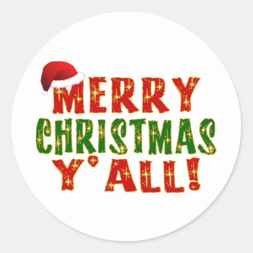 Merry Christmas Yall Classic Round Sticker
