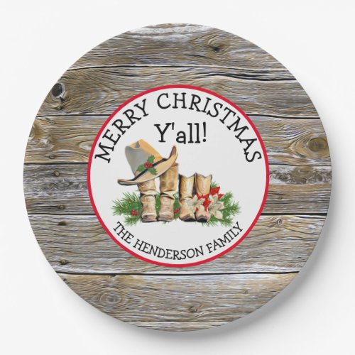 Merry Christmas Yall Country and Western Rustic  Paper Plates