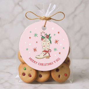 Merry Christmas Y'all Country Cowboy Boot Gift Favor Tags