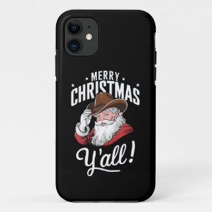 Merry Christmas Y'all Country Cowboy Santa Claus iPhone 11 Case