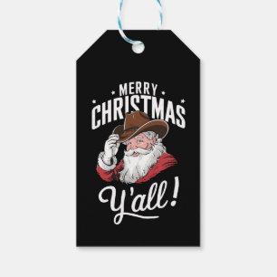 Merry Christmas Y'all Country Cowboy Santa Claus Gift Tags