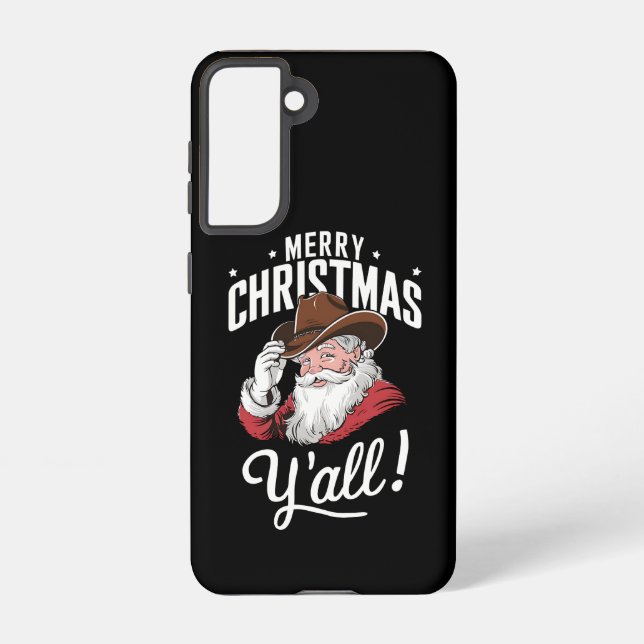 Merry Christmas Y'all Country Cowboy Santa Claus Samsung Galaxy Case (Back)