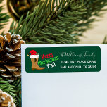 Merry Christmas Y'all Cowboy Boot Label<br><div class="desc">Merry Christmas,  Y'all. Funny holiday return address labels for a Texas cowboy who speaks with Southern slang. A brown cowboy boot topped with a Santa Claus hat on cool green labels for a Texan with a drawl.</div>
