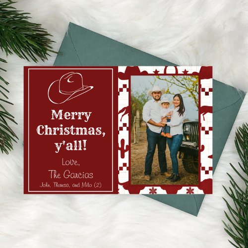 Merry Christmas Yall Cowboy Photo Holiday Card