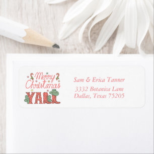 Merry Christmas 'Yall Cowgirl Red & Green Address Label