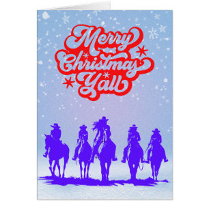 Merry Christmas Y'all! Cowgirls Horses Cards