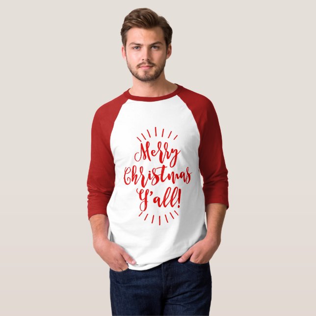 Merry Christmas Y'all Cute Typography Unisex T-Shirt (Front Full)