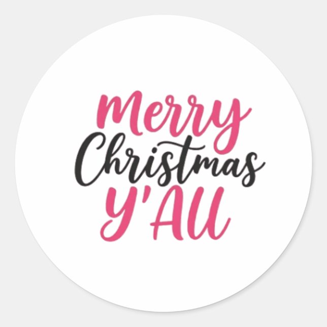 Merry Christmas Y'All Decorative Ceramic Ornaments Classic Round Sticker (Front)