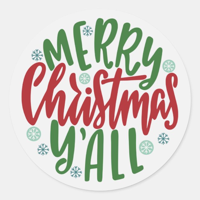 Merry Christmas Y'all Envelope Seal Sticker  (Front)