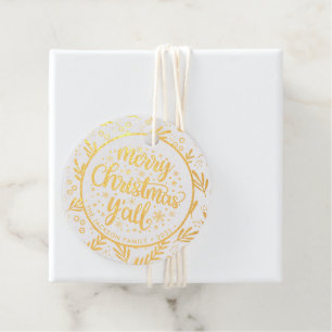 Merry Christmas Y'all Foliage Foil Gift Tag