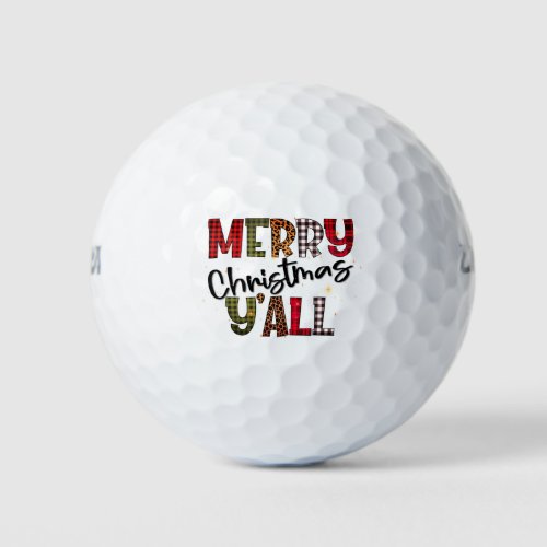 Merry Christmas Yall Fun Modern Plaid Golf Balls