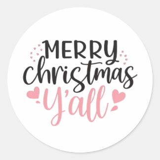 Merry Christmas Y'all Graphic Design Classic Round Sticker