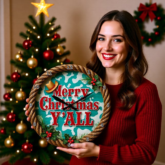 Merry Christmas Y'All Large Clock (Creator Uploaded)