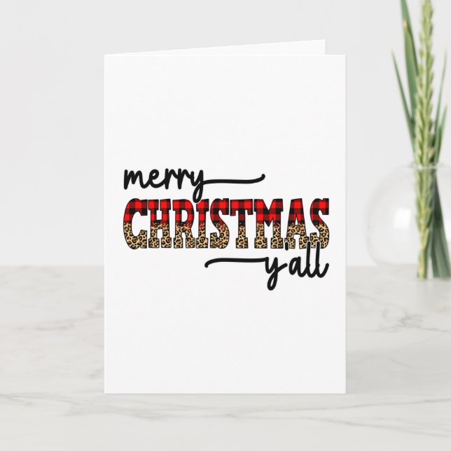 Merry Christmas Yall Leopard Card (Front)